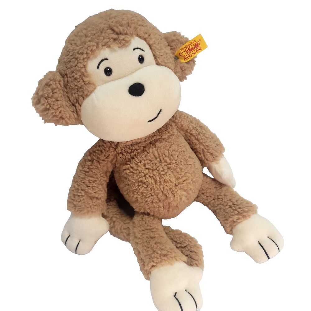 Steiff Friends BROWNIE Monkey Plush 060304‎ Germany 12" Brown Sherpa Stuffed Toy